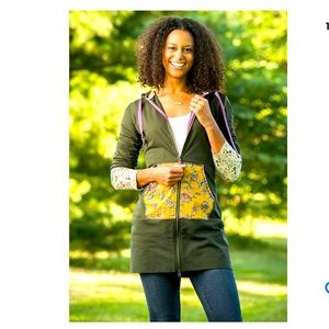 Matilda Jane Patches of Light Tunic Hoodie Long Zip Patchwork Boho Size Medium